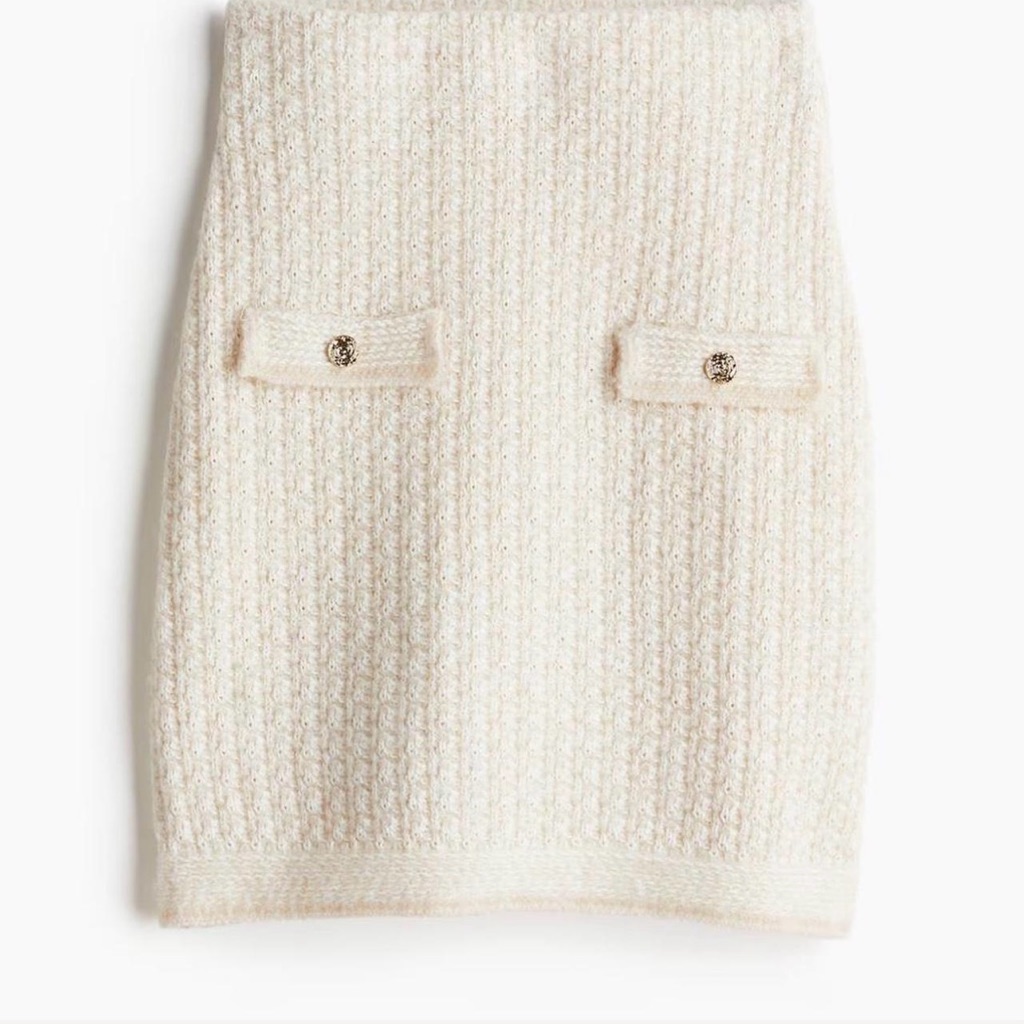 Nwt H&M Cream Textured Skirt